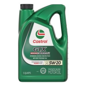Castrol GTX High Mileage 5W-20 Synthetic Blend Engine Oil – 5 qt