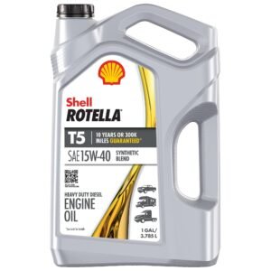 Shell Rotella T5 Synthetic Blend 15W-40 Diesel Engine Oil – 1 gal