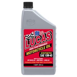 Lucas Oil 10793 Synthetic SAE 10W-40 Motorcycle Oil Ma2, 32. Fluidounces – 1 qt