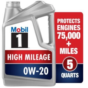 Mobil 1 High Mileage Full Synthetic Engine Oil 0W-20 – 5 qt