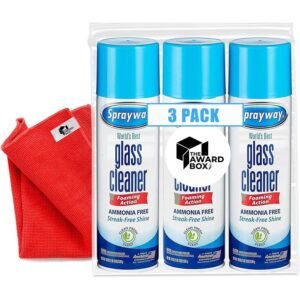 Sprayway Glass Cleaner Foam Action Cleaner . with Cleaning Cloth in Packaging – 19 oz, 3-Pack