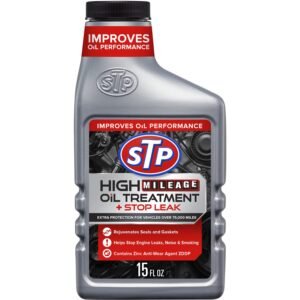 STP High Mileage Oil Treatment + Stop Leak – 15 FL OZ