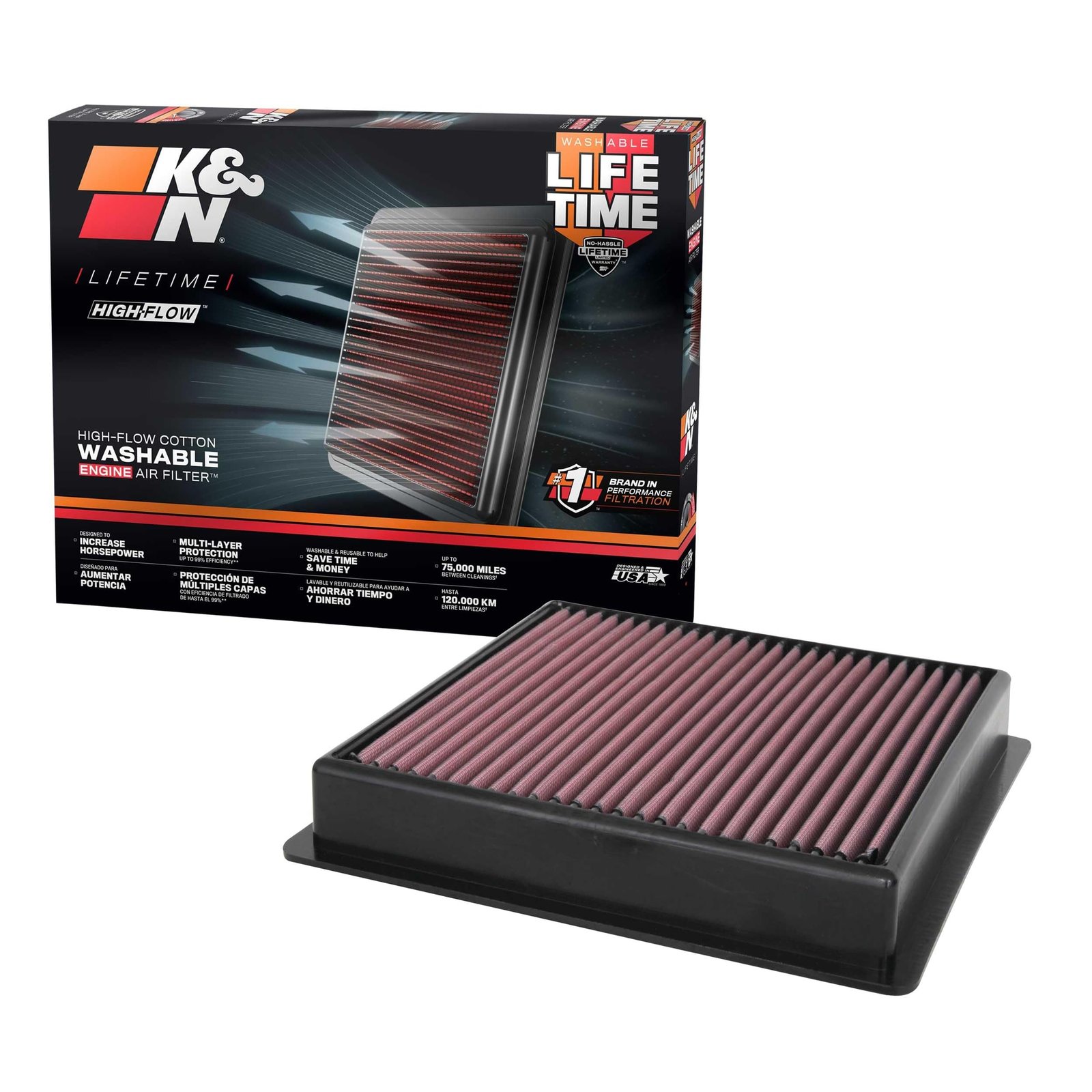 K&N Performance Diesel High-Flow Lifetime Engine Air Filter