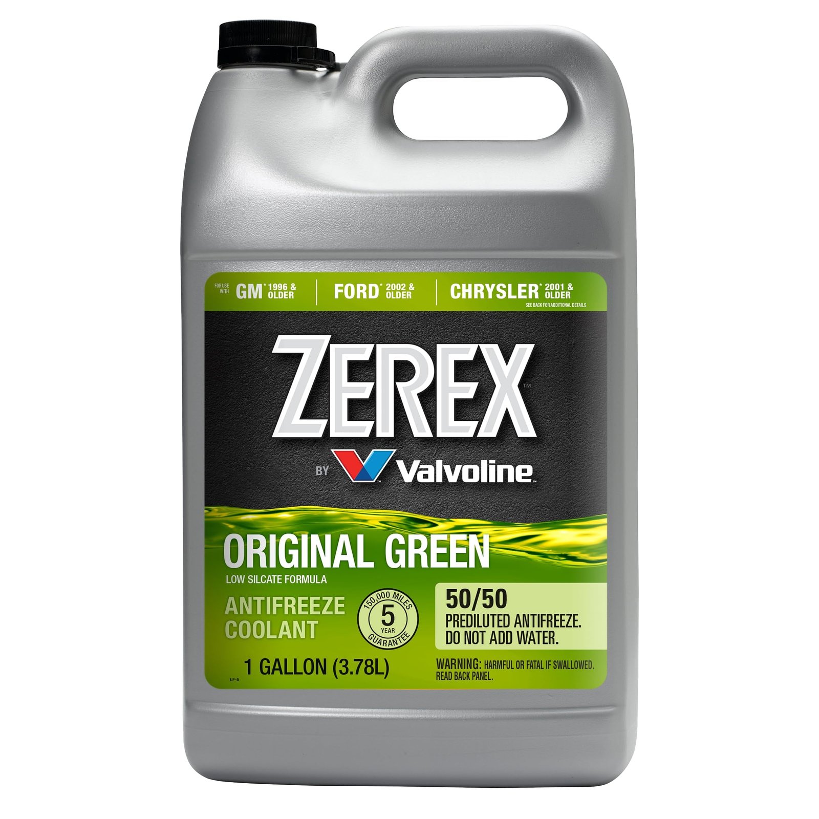 Zerex Original Green Low Silicate 50/50 Prediluted Ready-to-Use Antifreeze & Coolant – 1 GA