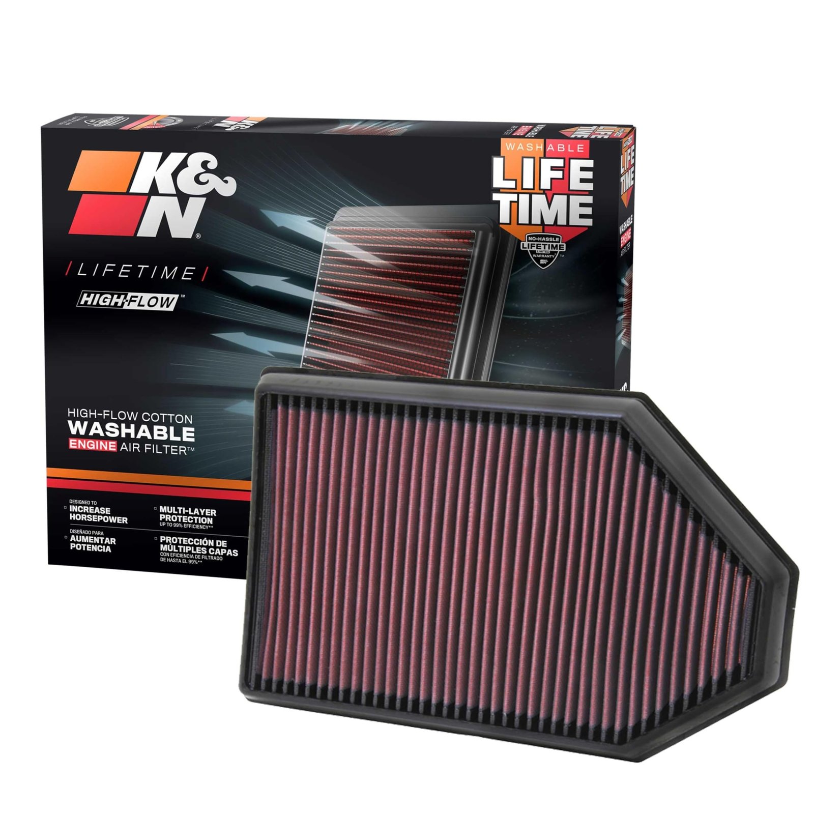 K&N High-Flow Original Lifetime Engine Air Filter