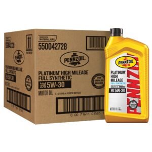 Pennzoil Platinum High Mileage Full Synthetic 5W-30 Engine Oil – 1 qt, 6-Pack